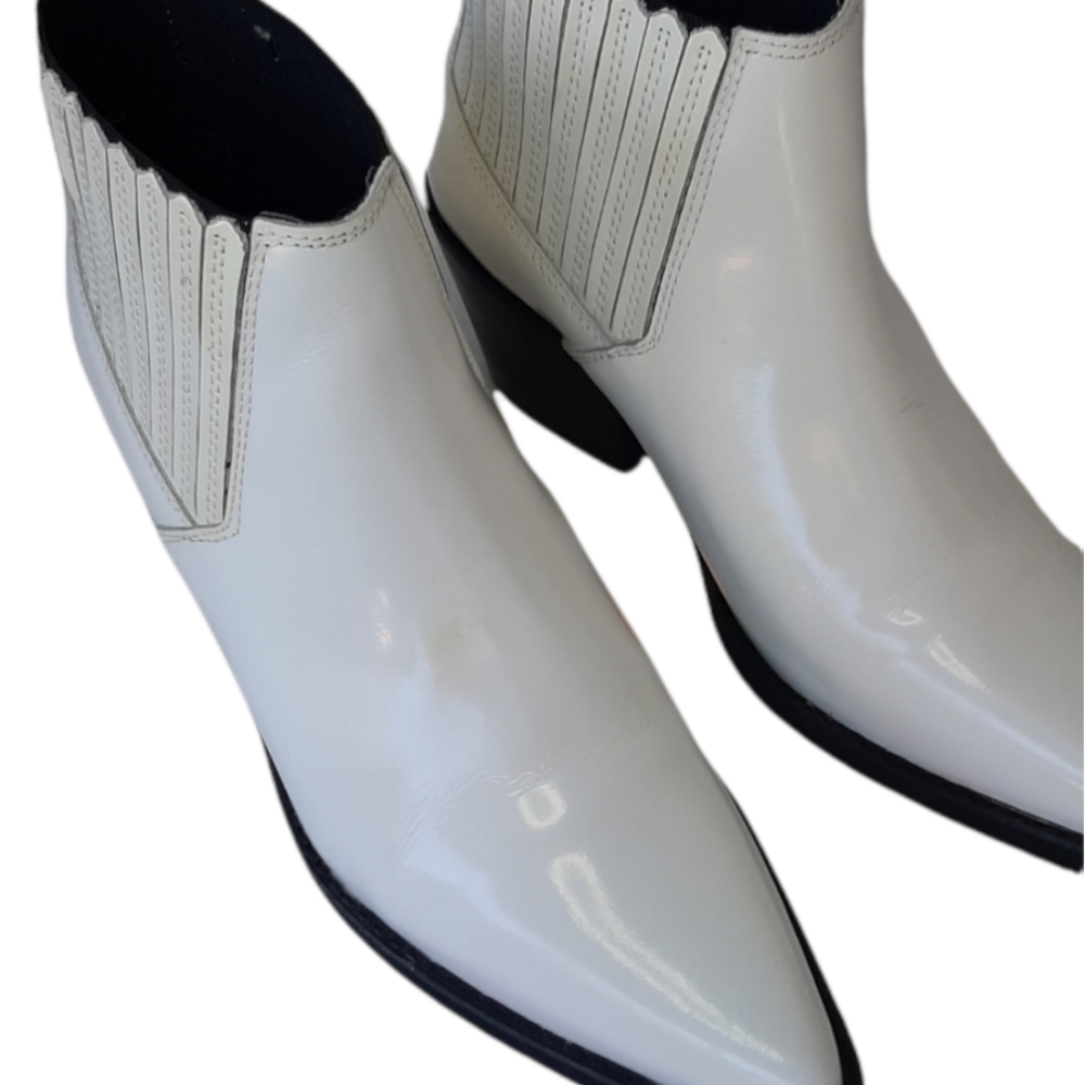 MNG WHITE LEATHER ANKLE BOOTS - Picture 8 of 11